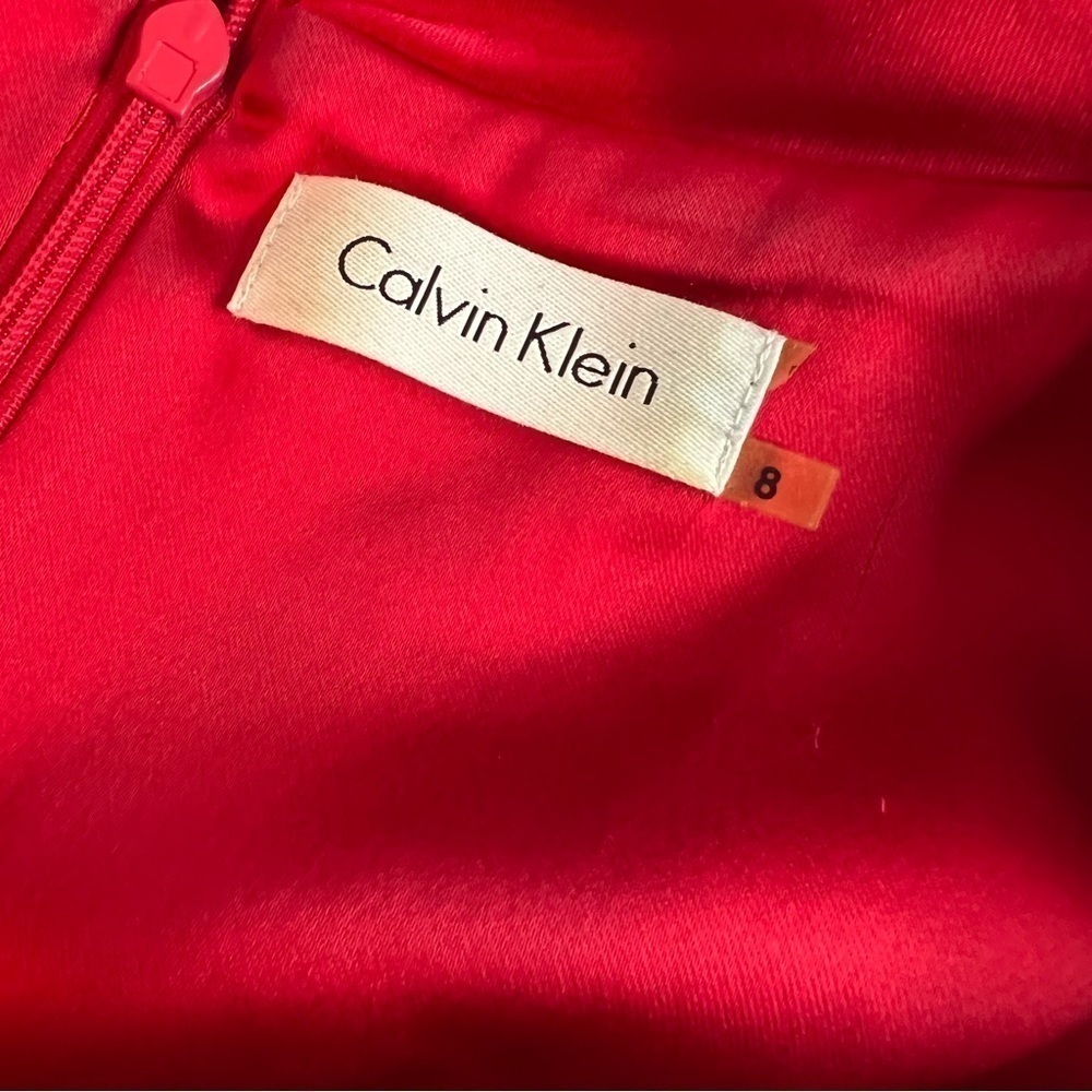 CALVIN KLEIN Cowl Neck Sophisticated And Sexy Satin Red CocktailDress NWT Sz 8 - Picture 7 of 9